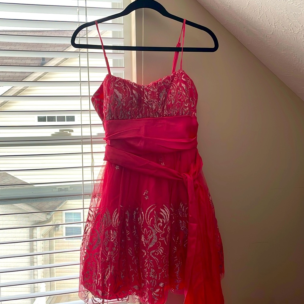 Coral formal mini dress